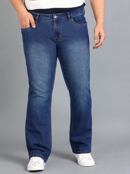 Urbano Plus - Mens Blue Washed Bootcut Jeans Stretchable