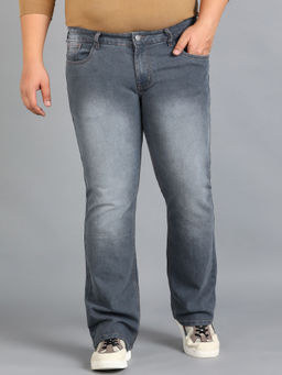 Urbano Plus - Mens Grey Washed Bootcut Jeans Stretchable