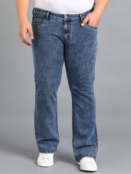 Urbano Plus - Mens Blue Washed Bootcut Jeans Stretchable