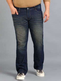 Urbano Plus - Mens Blue Washed Bootcut Jeans Stretchable