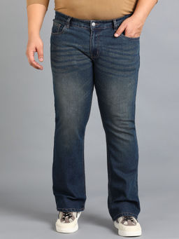 Urbano Plus - Mens Blue Washed Bootcut Jeans Stretchable