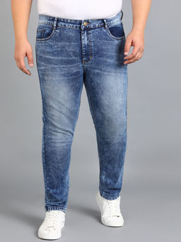 Urbano Plus - Mens Royal Blue Skinny Fit Washed Jeans Stretchable