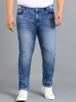 Urbano Plus - Mens Blue Skinny Fit Washed Jeans Stretchable