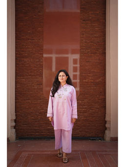 Leela by A - Lavender Aparajita - Luxurious Jute Cotton Kurta With Pant