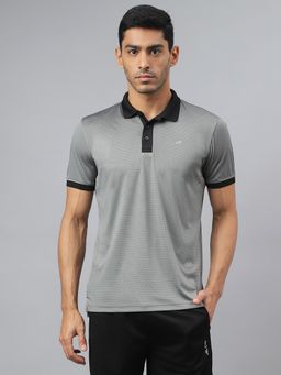 Alcis - Mens Dark Grey Drytech+ Anti-static Slim-fit Running Polo T-shirt