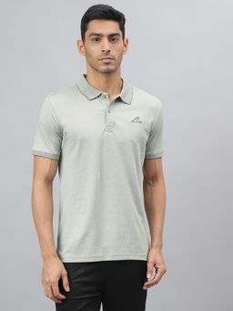 Alcis - Mens Sea Spray & Grey Anti-static Slim-fit Metro Athleisure Polo T-shirt