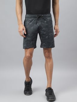 Alcis - Mens Dark Grey Anti-static Graphic Print Slim-fit Training Shorts