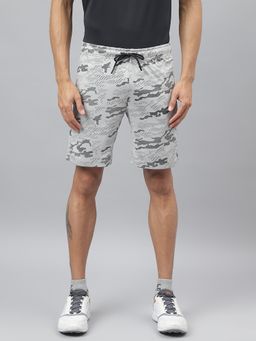 Alcis - Mens Light Grey Anti-static Graphic Print Slim-fit Training Shorts