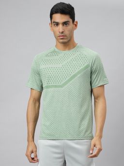 Alcis - Mens Frost Green Anti-static Slim-fit Round Neck Distance Running T-shirt