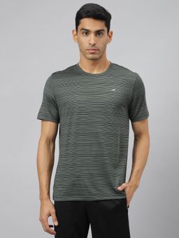 Alcis - Mens Green Stretch-x Anti-static Slim-fit Round Neck Running T-shirt
