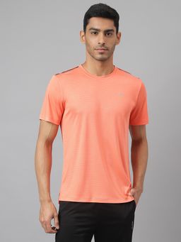 Alcis - Mens Orange Drytech+ Anti-static Slim-fit Round Neck Running T-shirt