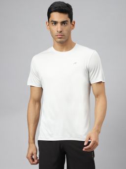 Alcis - Mens White Anti-static Soft-touch Slim-fit Sports For All Round Neck T-shirt