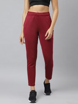Alcis - Womens Red Plum Anti-static Soft-touch Slim-fit Training Track Pants