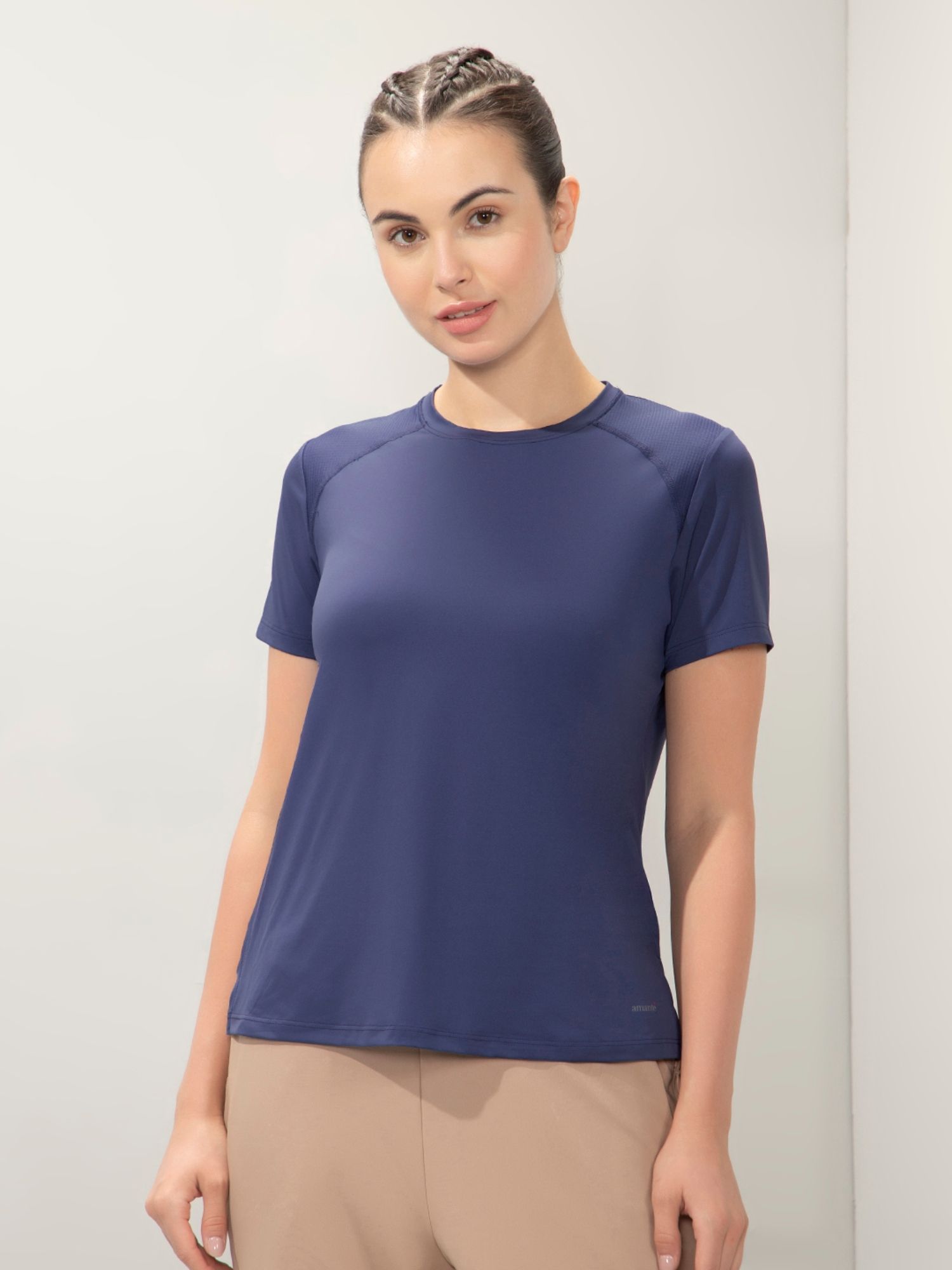 amante Women Dry Relaxed Fit Round Neck Energize Active Tee-Navy Blue-picture-39
