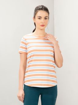 Amante - Women Crew Neck Relaxed Fit Essential Stripe T-shirt-Multi-Colour