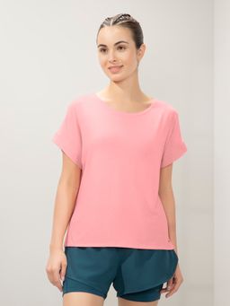 Amante - Women Relaxed Fit Round Neck Short Sleeves T-Shirt-Pink