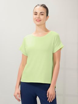 Amante - Women Relaxed Fit Round Neck Short Sleeves T-Shirt-Green