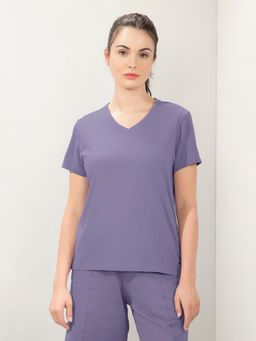 Amante - Women V-Neck Regular Fit Round Neck Solid T-Shirt-Purple