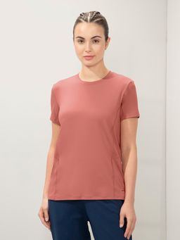 Amante - Women Dry Relaxed Fit Round Neck Solid Flaunt Workout T-Shirt-Pink