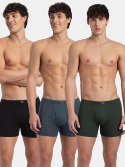 Jockey - 8008 Men Cotton Solid Boxer Brief - Black, Deep Forest and Deep Slate(Pack of 3)