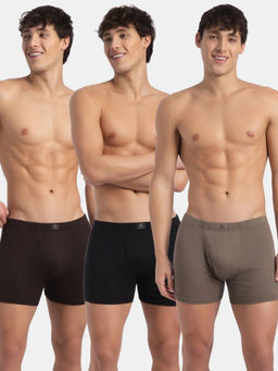 Jockey - 8008 Men Cotton Solid Boxer Brief - Black, Dark Khaki and Brown (Pack of 3)