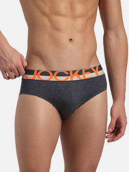 Jockey - FP01 Men Super Combed Cotton Solid Brief - Charcoal Melange