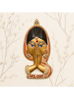 eCraftIndia - Multi-Color Metal Handcrafted Welcome Namaste Lady Door Wall Hanging