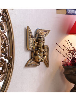 eCraftIndia - Gold Brass Swastika Ganesha Wall Hanging