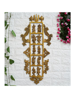 eCraftIndia - Gold Brass Lord Vishnu Dashavatara Vishnu Religious Wall Hanging