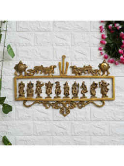 eCraftIndia - Gold Brass Vishnu Dashavatara Lord Vishnu Religious Wall Hanging