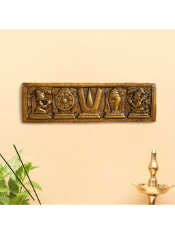 eCraftIndia - Gold Brass Tirupati Balaji Symbol Shankh Chakra Tilak Hanuman Ji Wall Hanging