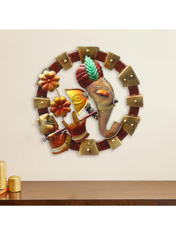 eCraftIndia - Multi-Color Lord Ganesha In Lord Krishna Avatar Handcrafted Decorative Iron Wall Hanging