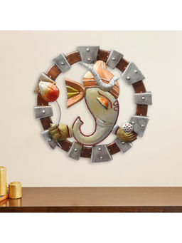 eCraftIndia - Multi-Color Lord Ganesha Handcrafted Decorative Iron Wall Hanging