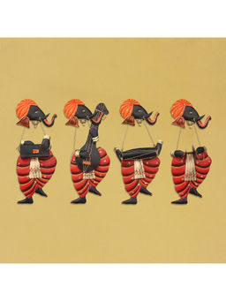 eCraftIndia - Multi-Color Musician Lord Ganesha Iron Wall Hangings (Pack of 4)
