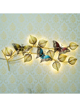 eCraftIndia - Multi-Color Handcrafted Iron Leaves & Butterfly Wall Hanging