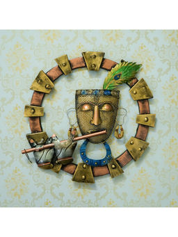 eCraftIndia - Multi-Color Artistic Lord Krishna Playing Flute Metal Wall Hanging