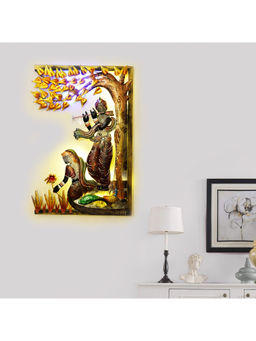 eCraftIndia - Multi-Color Handcrafted Radha & Krishna Playing Flute Under Tree Metal Wall Hanging