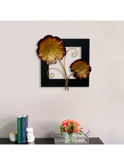 eCraftIndia - Multi-Color Iron Leaves Wooden Frame Handcrafted Wall Hanging