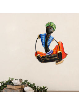 eCraftIndia - Multi-Color Iron Handcrafted Sitting Musician Man Wall Hanging