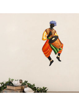 eCraftIndia - Multi-Color Iron Handcrafted Standing Musician Man Wall Hanging