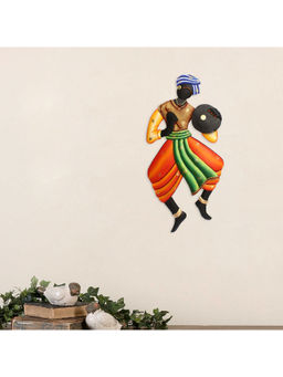 eCraftIndia - Multi-Color Musician Tribal Man Iron Wall Hanging