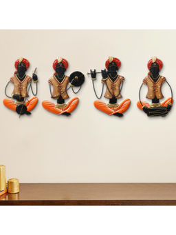 eCraftIndia - Multi-Color Musician Tribals Handcrafted Iron Wall Hangings (Pack of 4)