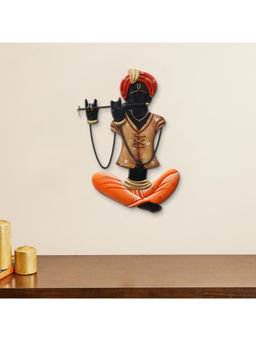 eCraftIndia - Multi-Color Handcrafted Iron Sitting Musician Man Wall Hanging
