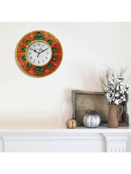 eCraftIndia - Multi-Color Handcrafted Antique Design Papier-Mache Wooden Wall Clock