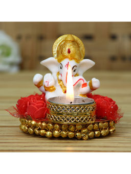 eCraftIndia - Multi-Color Metal Polyresin Lord Ganesha Idol Tea Light Candle Holder