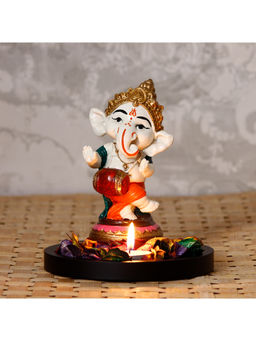 eCraftIndia - Multi-Color Polyresin Lord Ganesha Idol Tea Light Candle Holder