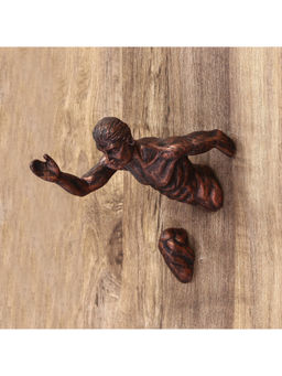 eCraftIndia - Brown Man In Running Position Decorative Wall Hanging