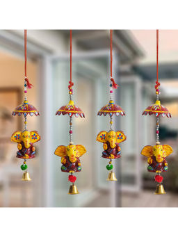 eCraftIndia - Multi-Color Handcrafted Decorative Lord Ganesha Wall/Door/Window Hangings (Pack of 4)
