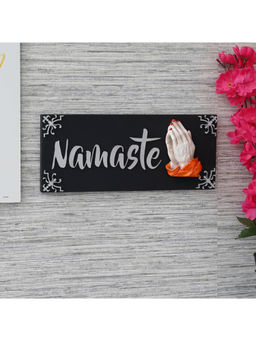 eCraftIndia - Black Handcrafted Namaste Wooden Door Wall Hanging