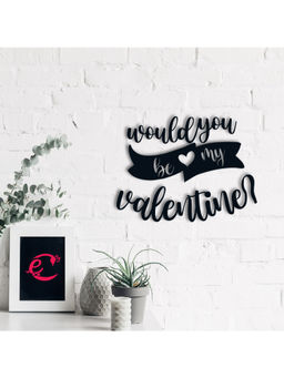 eCraftIndia - Black Would You Be My Valentine Wooden Wall Decor for Living Room Bedroom